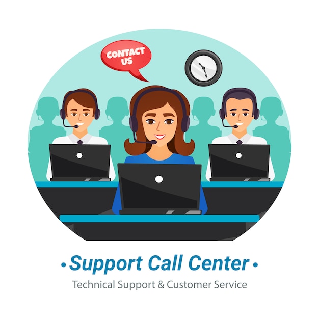 Call Center Operators Flat Composition