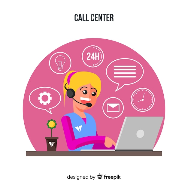 Free Vector call center woman