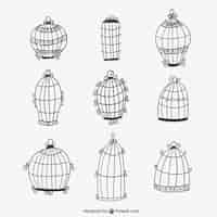 Free vector calligraphic bird cages