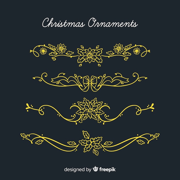 Free Vector calligraphic christmas floral decoration collection