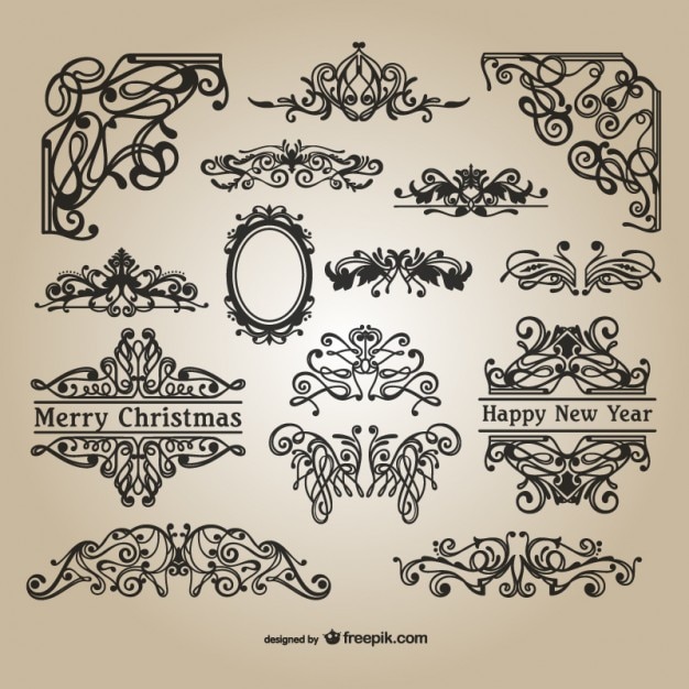 Free Vector calligraphic christmas ornaments