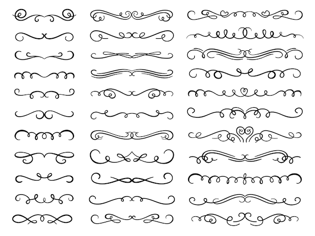 Free Vector calligraphic flourish dividers