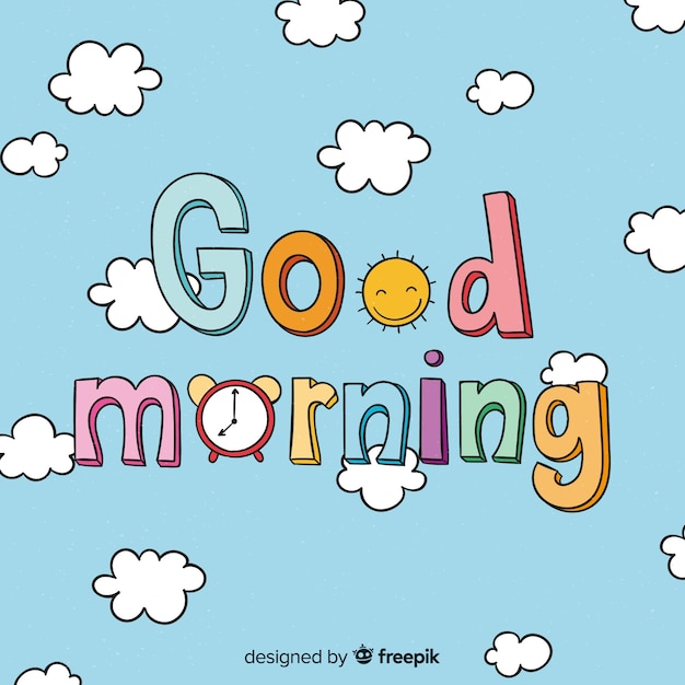 Calligraphic good morning hand drawn background