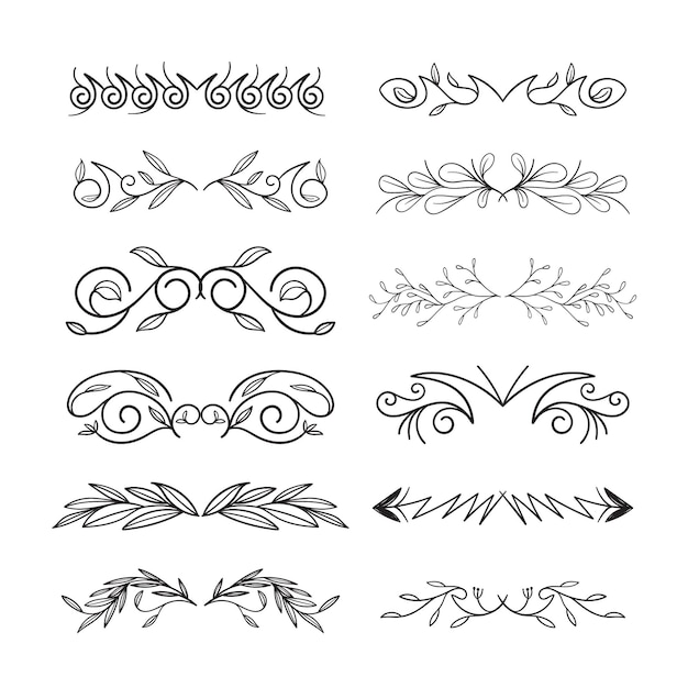 Free Vector calligraphic ornamental divider set