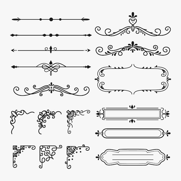 Free Vector calligraphic ornamental element collection