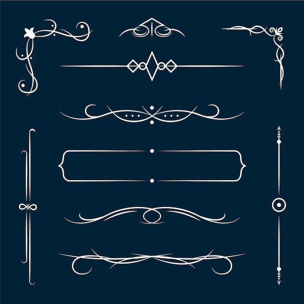 Calligraphic ornamental element set