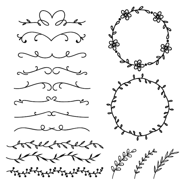 Calligraphic ornamental line divider and circular collection