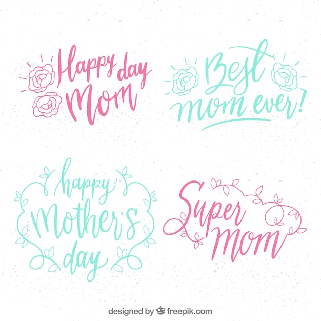 Free Vector calligraphic stickers for mother's day