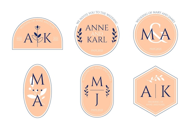 Calligraphic wedding monogram logos