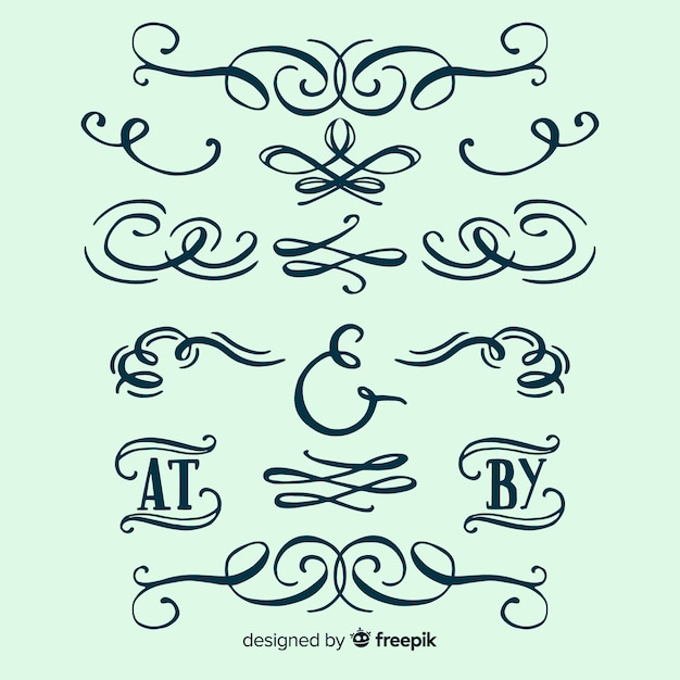 Free Vector calligraphic wedding ornament set