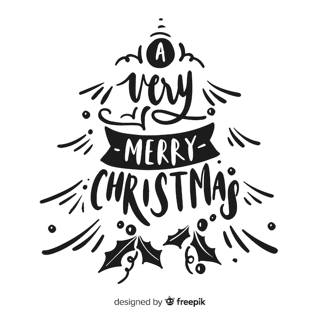 Free vector calligraphy lettering christmas tree