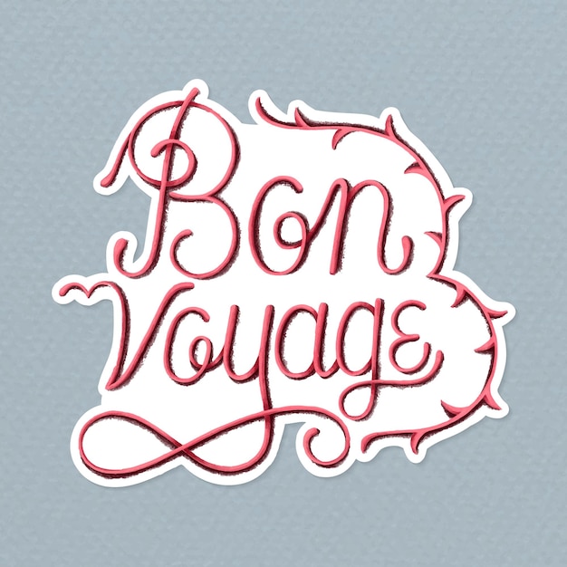 Free Vector calligraphy sticker vector  bon voyage