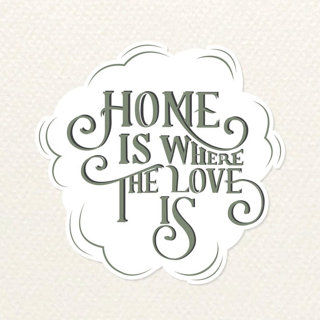 Free Vector calligraphy sticker vector home is where the love is