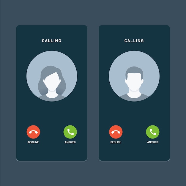 Free Vector calling screen with faceless avatar. isolated vector illustration