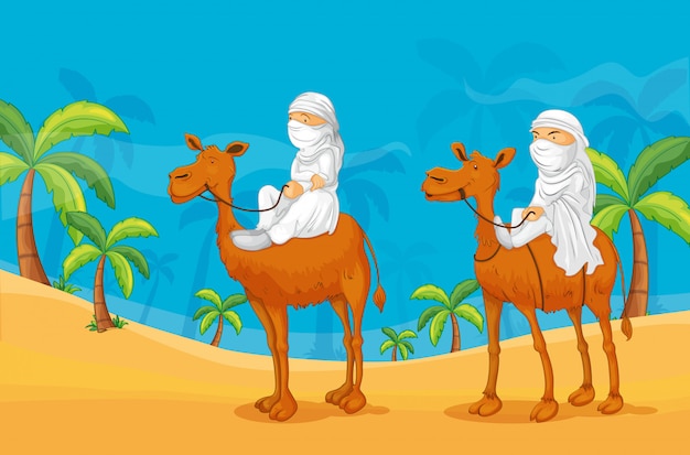 Free Vector camel and arabs