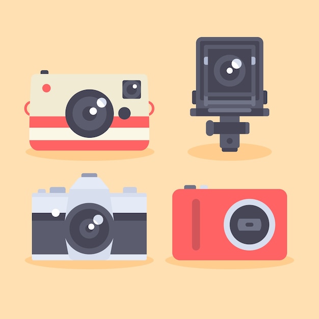 Free Vector camera icons set in flat style