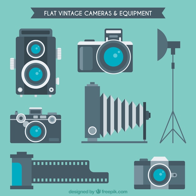 Free Vector cameras and equipment in flat design 