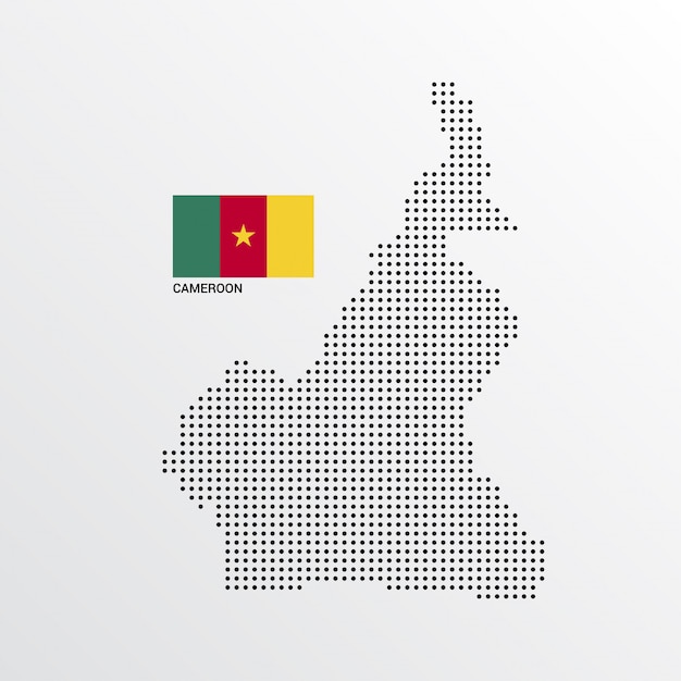 Cameroon Map design with flag and light background vector 