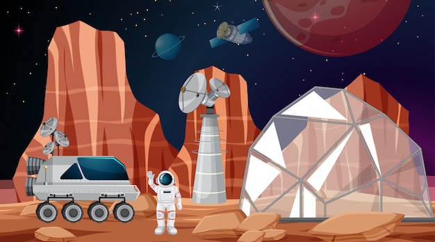 Camp in space scene