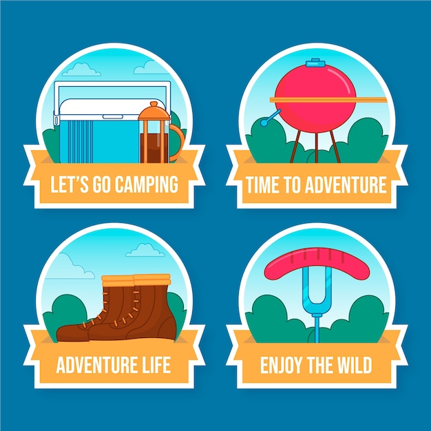 Free Vector camping adventure labels template