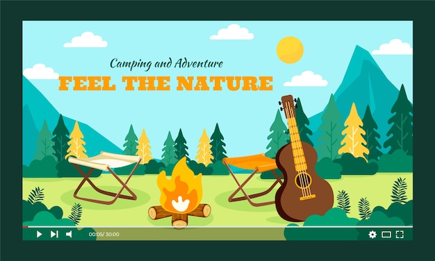 Free Vector camping adventure youtube thumbnail