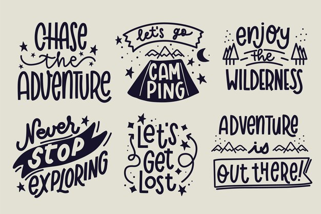 Camping & adventures lettering collection