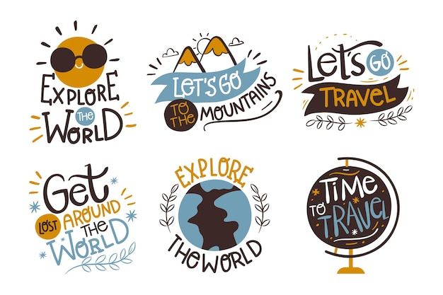 Free Vector camping & adventures lettering collection