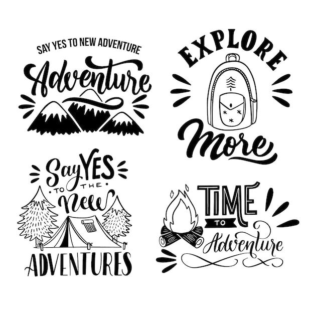 Camping & adventures lettering collection