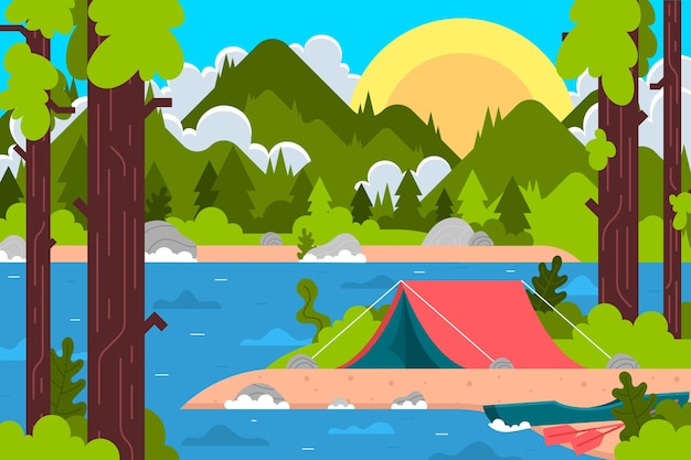 Camping area landscape concept