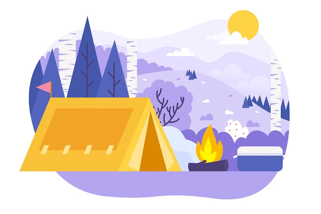 Free Vector camping area landscape concept