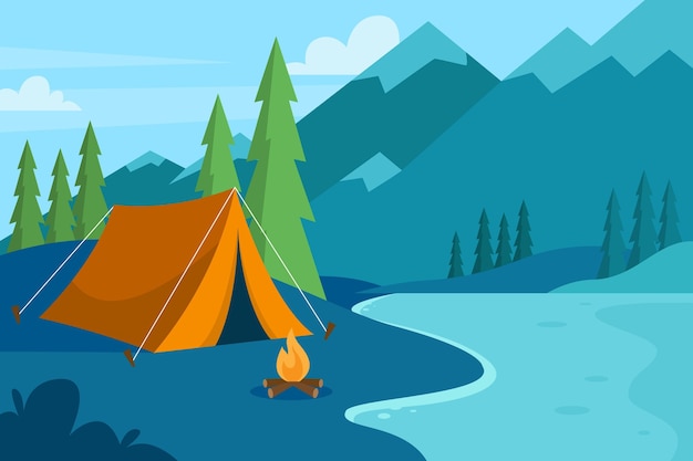 Camping area landscape concept