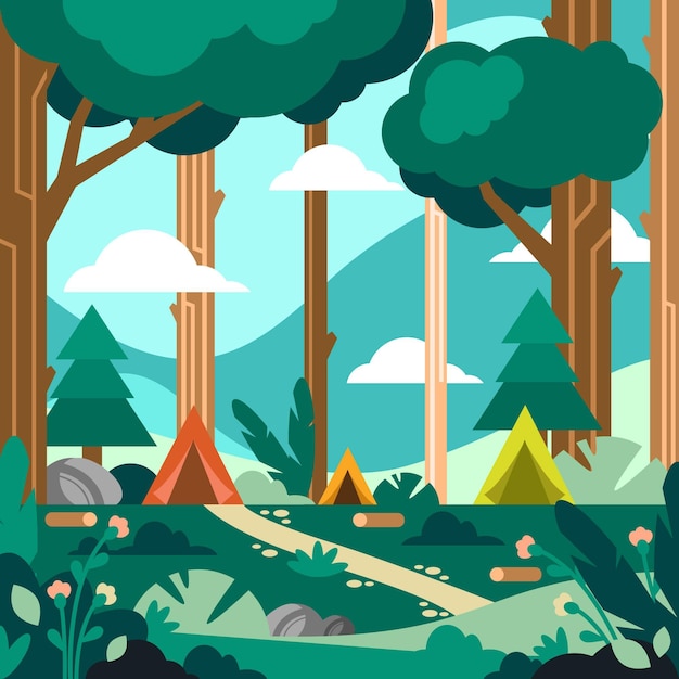 Camping area landscape concept