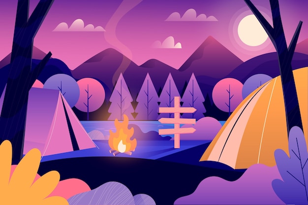 Free Vector camping area landscape concept