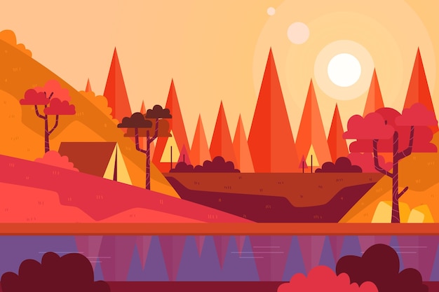 Free Vector camping area landscape