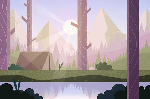 Free Vector camping area landscape