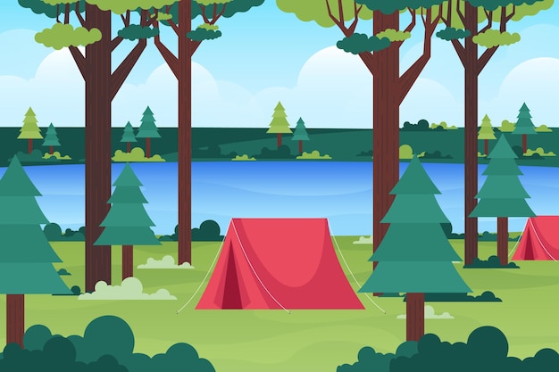 Free vector camping area landscape