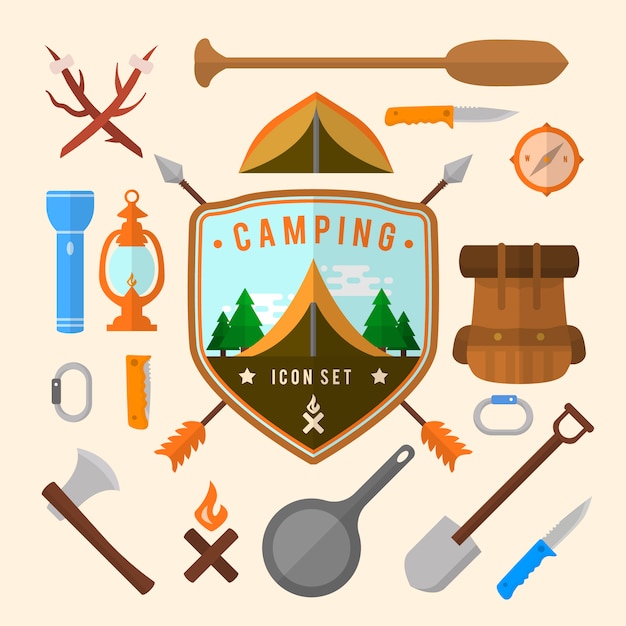 Free Vector camping elements collection