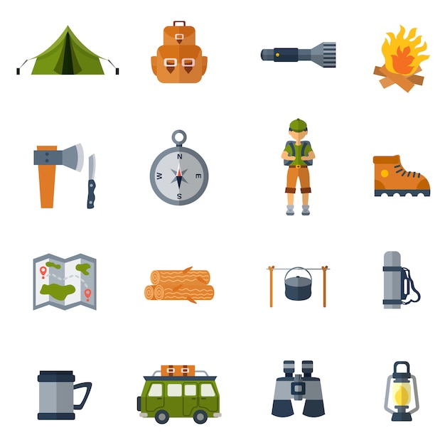 Camping Flat Icons Set