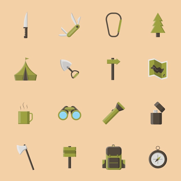 Free Vector camping icons collection