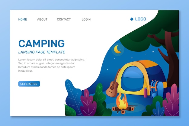 Free Vector camping landing page template