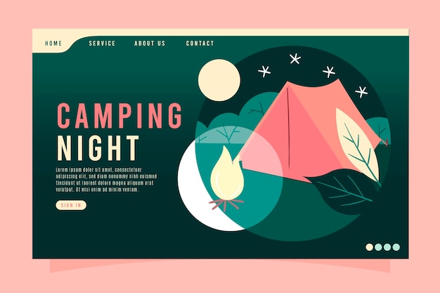 Free Vector camping landing page template