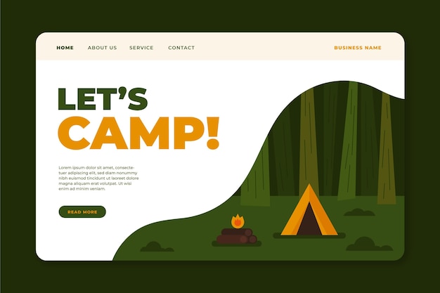 Free Vector camping landing page template