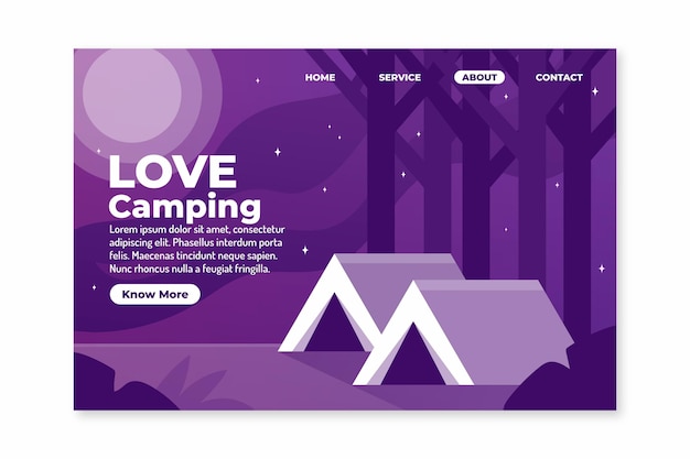 Free Vector camping landing page template