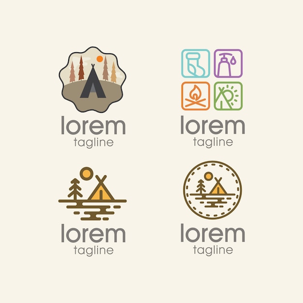 Camping logo templates collection