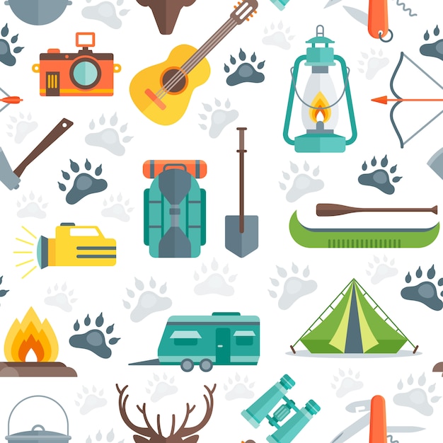 Camping Seamless Pattern