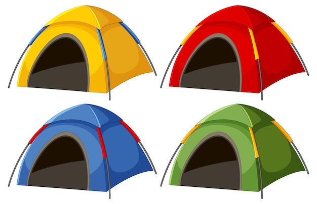 Camping tent in different colour set