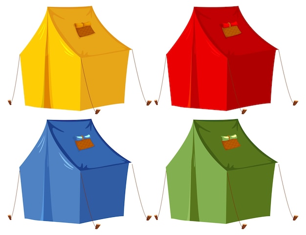 Free Vector camping tent in different colour set