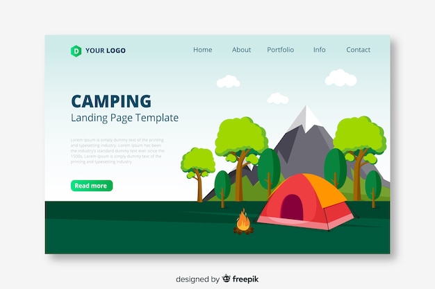 Camping travel landing page template