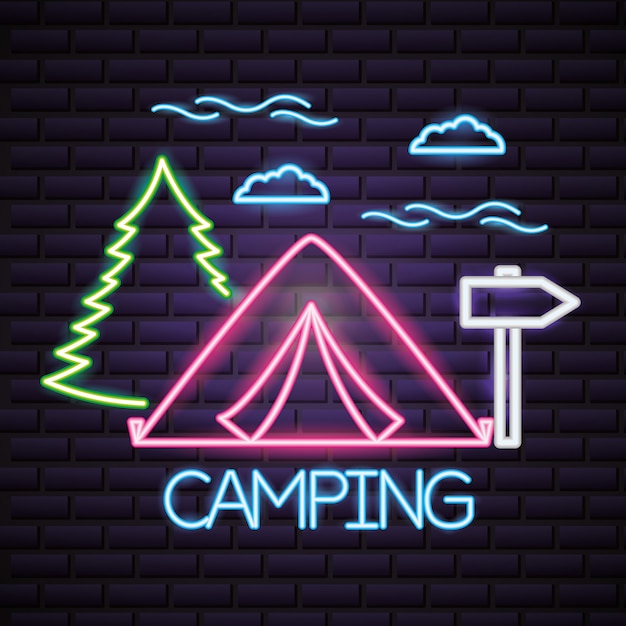 Camping trip in neon style