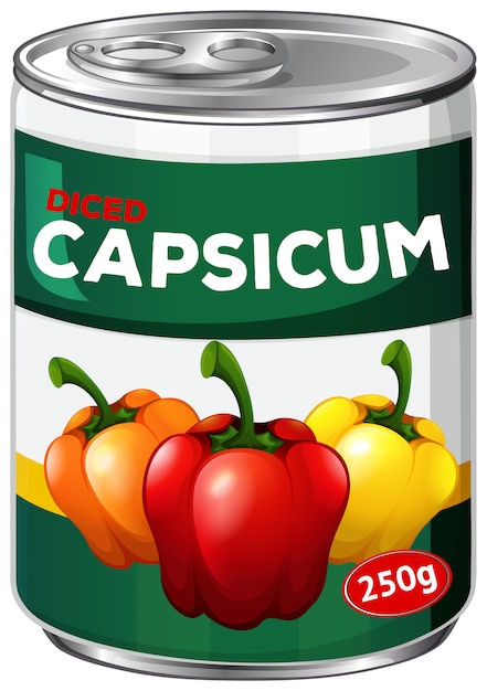 Free Vector can of diced capsicum